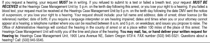Hearing request information from an Oregon DUI lawyer
